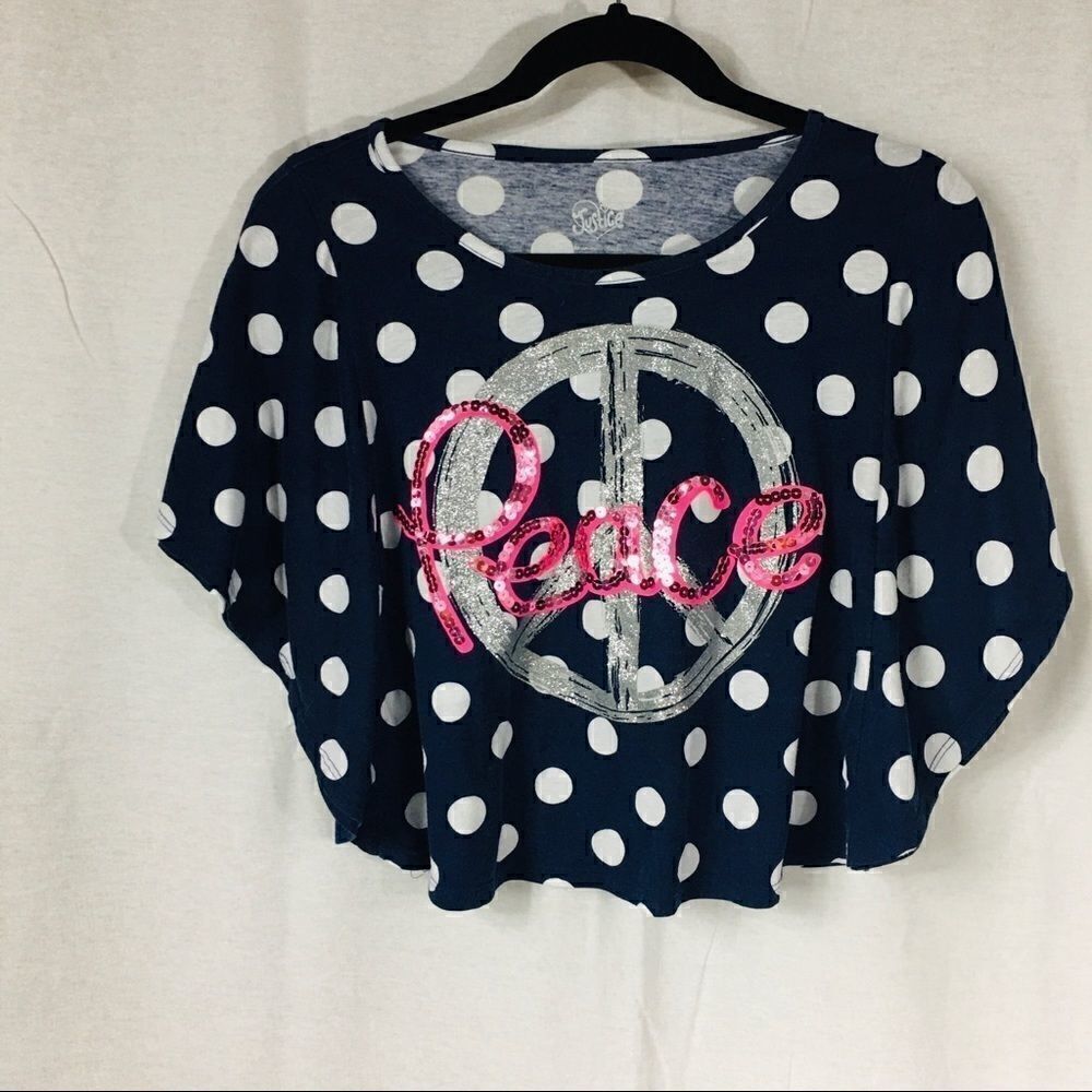 Justice Peace girls size 12 blue polka dot winged - Picture 3 of 6